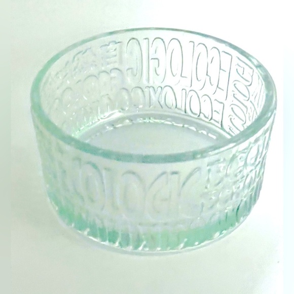 Vidreco Recycled Glass Bowl Embossed Ecologic Multi-Language Green Aqua 5x2.75” - Picture 3 of 8